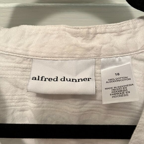 White Alfred Dunner Blouse with Blue Butterflies - Picture 4 of 4